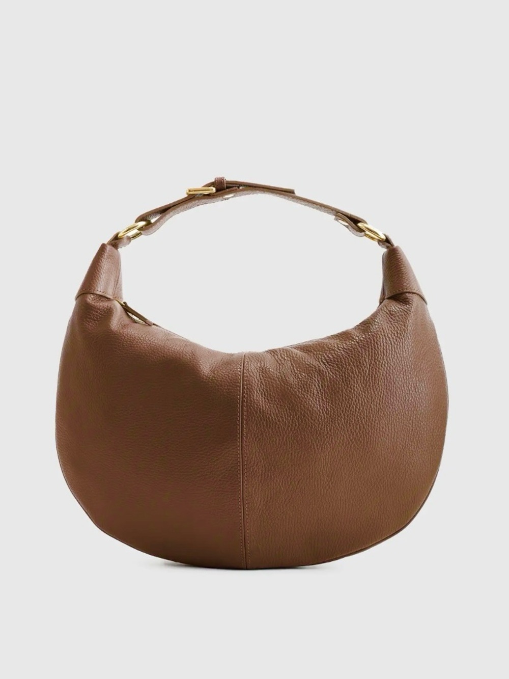 Quince NWOT Italian leather large crescent shoulder bag chestnut brown